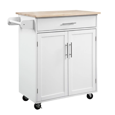 HOMCOM Kitchen Island Cart Rolling Trolley Cart With Drawer, Storage Cabinet & Towel Rack 6 HOMCOM Kitchen Island Cart Rolling Trolley Cart With Drawer, Storage Cabinet & Towel Rack - Image 6