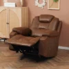 HOMCOM Overstuffed Manual Recliner Chair With Thick Sponge Padded Headrest And Armrest, And Rocking Function, Brown