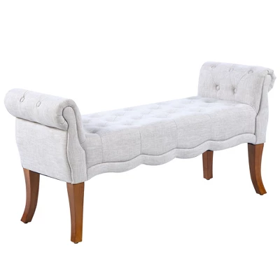 HOMCOM Traditional Style Entryway Bed End Shoe Bench With Button Tufted And Rounded Arm For Living Room 6 HOMCOM Traditional Style Entryway Bed End Shoe Bench With Button Tufted And Rounded Arm For Living Room - Image 6