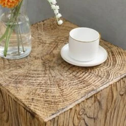 HOMCOM Decorative Side Table With Square Tabletop, Rustic Concrete End Table With Wood Grain Finish, For Indoors And Outdoors, Natural -Homcom GUEST f37c0b2f 1c7e 4289 91af 06f2bea2ae36