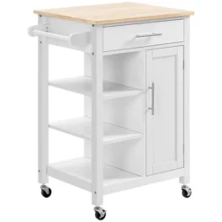 HOMCOM Compact Kitchen Island Cart On Wheels, Rolling Utility Trolley Cart With Storage Shelf & Drawer For Dining Room -Homcom GUEST f37f42ec e4a4 4a66 a854 55a386b56c93