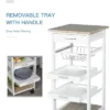 HOMCOM 32.25" Wooden Rolling Kitchen Storage Cart On 360° Swivel Wheels With Ample Storage Space & Solid Structure