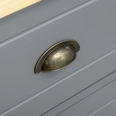 HOMCOM Buffet Cabinet With 3 Storage Drawers And Adjustable Shelves, 2 Door Sideboard With Rubber Wood Top, Coffee Bar For Living Room, Gray 4 HOMCOM Buffet Cabinet With 3 Storage Drawers And Adjustable Shelves, 2 Door Sideboard With Rubber Wood Top, Coffee Bar For Living Room, Gray - Image 4