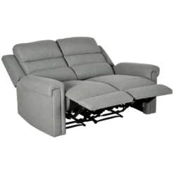 HOMCOM Modern Loveseat Recliner Sofa With Thick Sponge Padding, 2 Seater Couch Recliner Couch Manual Reclining Sofa Loveseat Couch, Gray -Homcom GUEST f6ddf70a 25ff 4860 9f5a 155ab7475122