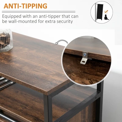 HOMCOM Industrial Sideboard, Buffet Cabinet With Doors, Storage Cabinets, Racks, Drawer, Adjustable Shelves For Living Room, Kitchen, Home Bar, Brown 4 HOMCOM Industrial Sideboard, Buffet Cabinet With Doors, Storage Cabinets, Racks, Drawer, Adjustable Shelves For Living Room, Kitchen, Home Bar, Brown - Image 4