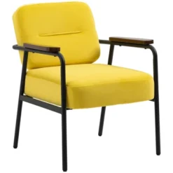 HOMCOM Modern Accent Chair With Cushioned Seat And Back, Upholstered Velvet Armchair For Bedroom, Living Room Chair With Arms And Steel Legs, Yellow 7 HOMCOM Modern Accent Chair With Cushioned Seat And Back, Upholstered Velvet Armchair For Bedroom, Living Room Chair With Arms And Steel Legs, Yellow -Homcom GUEST f769ebf8 d675 4ecb b7e2 c0d956b0335c