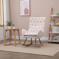 HomCom Mid-Century Tufted Wingback Fabric Rocking Chair 13 HomCom Mid-Century Tufted Wingback Fabric Rocking Chair -Homcom GUEST f7cd83d6 3cd2 4208 8486 e5d20919c00d