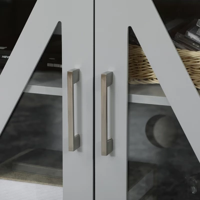 HOMCOM TV Cabinet Stand For TVs Up To 58", Entertainment Center With Adjustable Shelves, 4 Glass Doors And 4 Cable Holes For Living Room, Gray 5 HOMCOM TV Cabinet Stand For TVs Up To 58", Entertainment Center With Adjustable Shelves, 4 Glass Doors And 4 Cable Holes For Living Room, Gray - Image 5