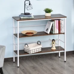 HomCom 3-Tier Industrial Style Storage Metal Wooden Shelf -Homcom GUEST f94214dc 0949 4bc3 8c0e c5c10b3aca5b
