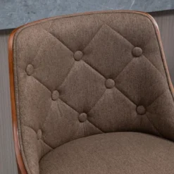 HOMCOM Counter Height Bar Stools Set Of 2, Height Adjustable Swivel Barstools With Footrest And Tufted Back, Linen Fabric Bar Chairs, Brown -Homcom GUEST f9e0914d f2c0 4040 b233 304e22b533a1