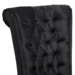 HOMCOM High Back Accent Chair, Upholstered Armless Chair, Retro Button-Tufted Royal Design With Thick Padding And Rubberwood Leg, Black 7 HOMCOM High Back Accent Chair, Upholstered Armless Chair, Retro Button-Tufted Royal Design With Thick Padding And Rubberwood Leg, Black -Homcom GUEST fbce1554 d79a 4693 a413 ff5efef3f686