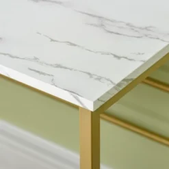 HOMCOM Modern Vanity Makeup Desk With Mirror, Dressing Table With Open Storage, Faux Marble Finish And Steel Frame For Bedroom, White And Gold 9 HOMCOM Modern Vanity Makeup Desk With Mirror, Dressing Table With Open Storage, Faux Marble Finish And Steel Frame For Bedroom, White And Gold -Homcom GUEST fd0ab273 78bb 47d2 bba6 f69ea416a3f4