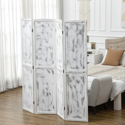 HOMCOM 5.5' Tall 4-Panel Room Divider And Folding Privacy Screen, Privacy Divider, Partition Wall For Indoor Bedroom Office Living Room, White 1 HOMCOM 5.5' Tall 4-Panel Room Divider And Folding Privacy Screen, Privacy Divider, Partition Wall For Indoor Bedroom Office Living Room, White