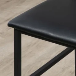 HOMCOM 3 Piece Bar Table And Chair Set, Dining Table And Armless Chairs Set With PU Padded Stools And Steel Frame, Brown -Homcom GUEST feae4ad4 fc16 401b a695 8629585d9eaf