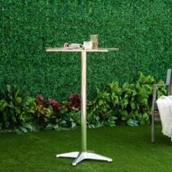Homcom 27 HOMCOM 24” Adjustable Square Stainless Steel Top Aluminum Standing Bistro Bar Table