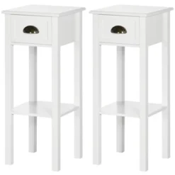 HOMCOM 2-Tier Side Table With Drawer, Narrow End Table With Bottom Shelf, For Living Room Or Bedroom, Set Of 2, White 7 HOMCOM 2-Tier Side Table With Drawer, Narrow End Table With Bottom Shelf, For Living Room Or Bedroom, Set Of 2, White -Homcom GUEST ff7b6e2e 02ce 49aa a001 463ba372cd15